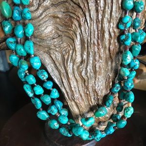 Triple strand Turquoise Nugget Necklace